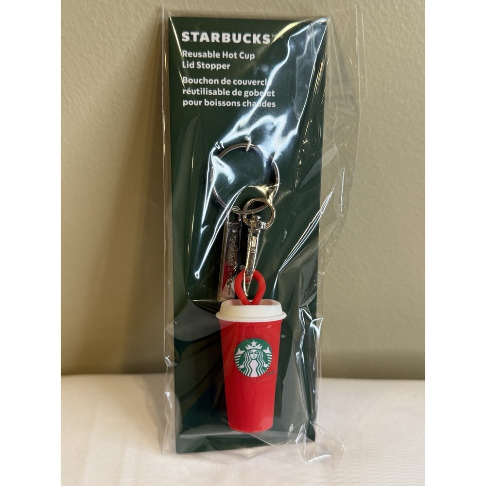 Starbucks Reusable Hot Cup Lid Stopper Red Cup Keychain Winter 2025 Collection